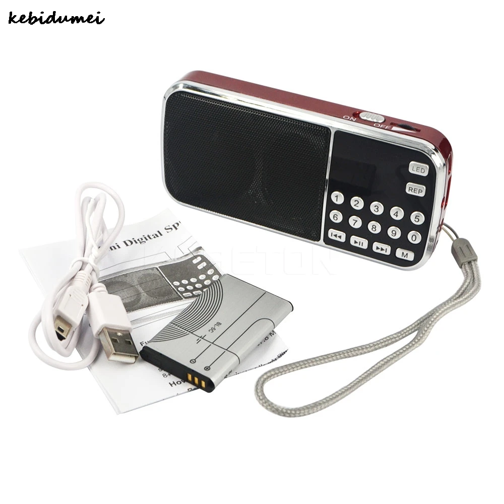 Kebidu Bærbare Højttalere L-088 Mini HIFI Højttaler MP3-Lyd-Afspiller Lommelygte Forstærker Micro SD-TF FM Radio, LED-Blitz lys 2