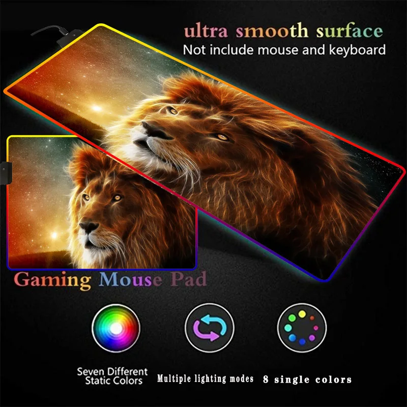 XGZ Stor musemåtte Dyr Lion RGB Gaming musemåtte LED Lysende Farve Belysning Trådløs Opladning musemåtte Bruser Mat 2
