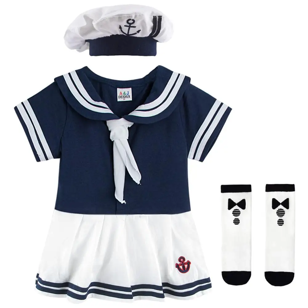 Baby Piger Sømand Kostume Spædbarn Halloween Navy Playsuit Fancy Kjole Barn Mariner Nautiske Cosplay Outfit Anker Uniform 2