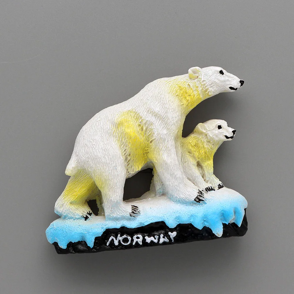 3D-køleskabsmagneter køleskab Norge polar bear Prag magnetiske world tourism souvenir-Hawaii Wien Sydkorea souvenir gaver 2