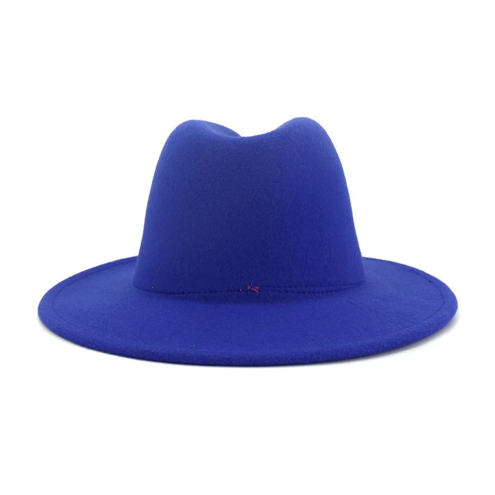 Patchwork Royal Blå Rosenrødt Matchende Uldne Følte Fedora Hat Nationale Stil, Mænd, Kvinder, Par,' Cap Jazz Fladskærms Randen Hat 2