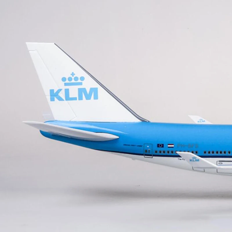 1/157 Skala 47CM Airlines Boeing 747 B747 KLM Royal Dutch Fly Model W Lys & Hjul Støbt Harpiks Plan For Indsamling 2