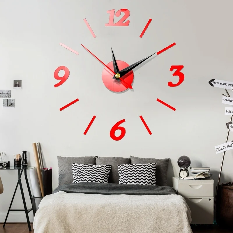DIY 3D Væg Ur Quartz vægdekorationer, Stue Væggen Ornament Køkken Ure Akryl Spejl Stickers Wall Clock Home Decor 2