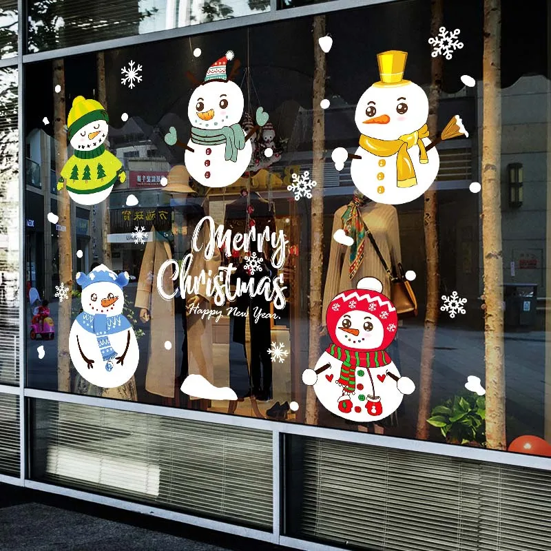 DIY Tegnefilm snemand Klistermærker butiksvindue Glas Indretning Glædelig Jul Dekorationer Til Hjemmet Festival Decals 2