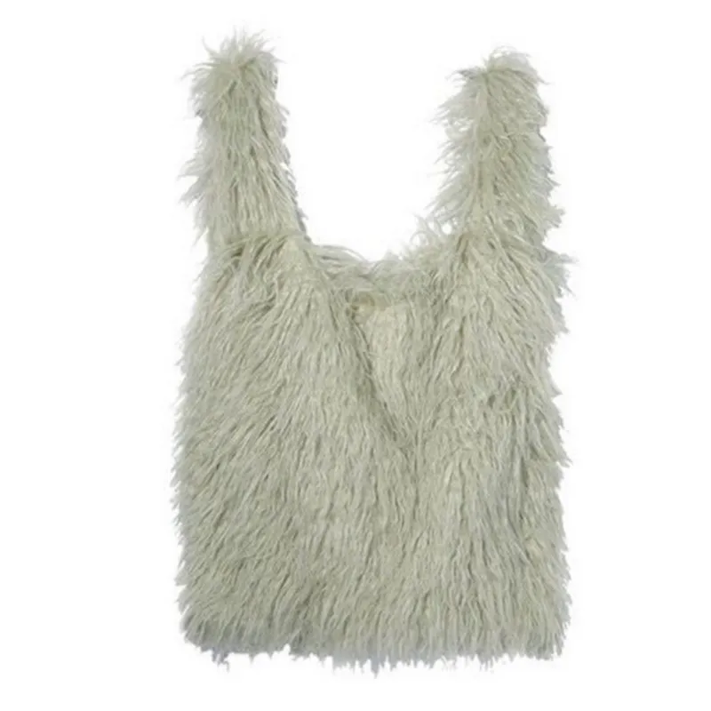 Kvinder Vinteren Faux Fur Håndtaske Mode Furry Spand Tasker Imiteret Pels Taske Taske Tote Taske Søde Plys Vest Taske Kvindelige Pung 2