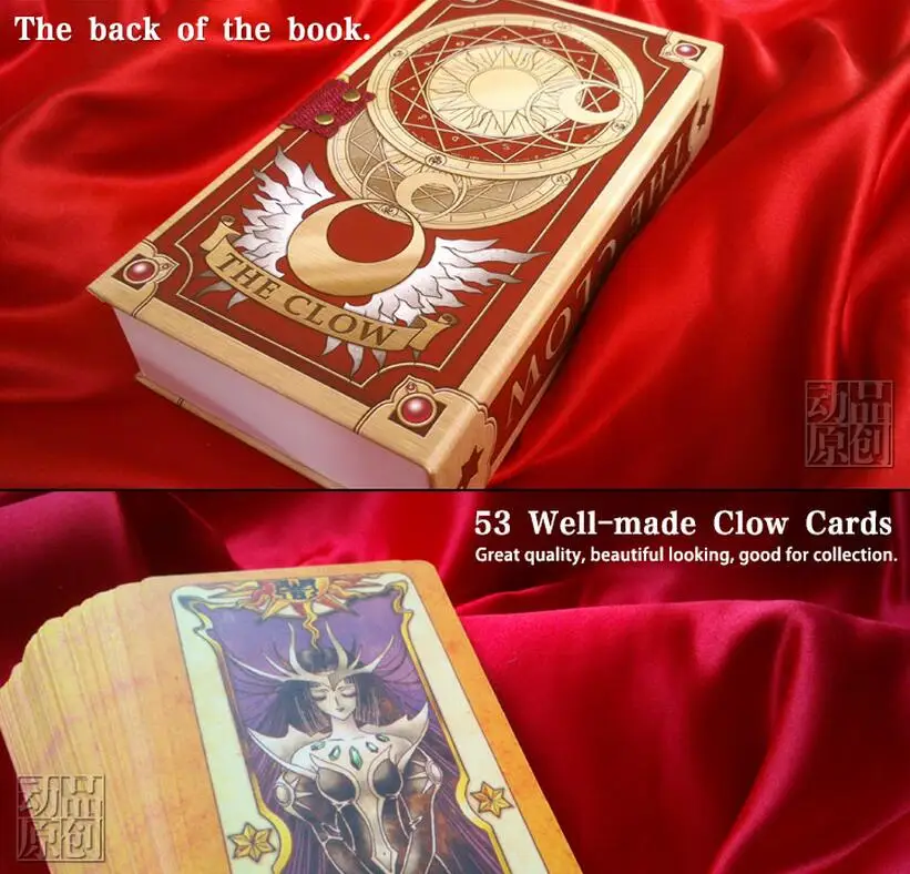 Anime 53 Stykker Cardcaptor Sakura Kort Sæt Med Guld Clow Bog, Tarot-Kort Ny i Æske 2