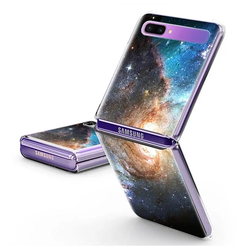Sky-Galaxy-Univers Taske Til Samsung Galaxy Z-Flip Hårdt Klart Plistic Telefon Coque Split Folde Dække Mode Capas 2