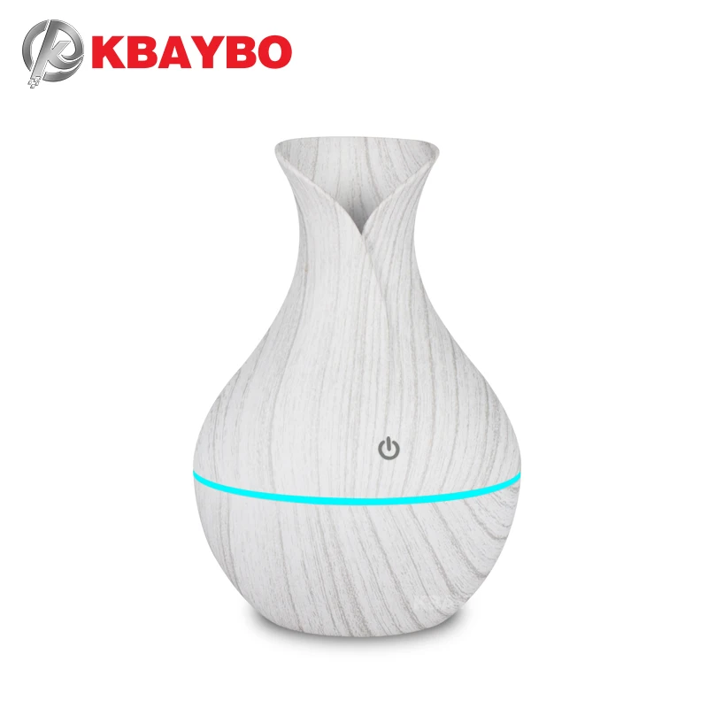 KBAYBO 130ml USB mini electric luftfugter aroma diffuser ultralyd træ, korn luft luftfugter med 7 farve LED lys til hjemmet 2