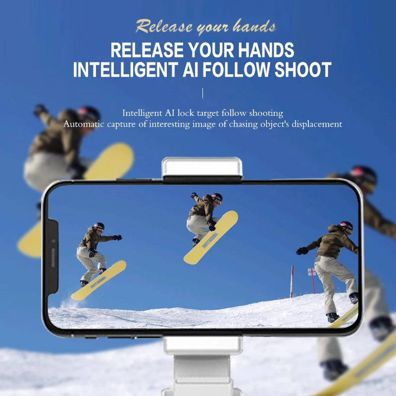 Smartphone Gimbal Stabilisator, Auto Tracking Mount Smart At Skyde Telefonholder 360 Rotation Stativ Auto Face Tracking Selfie Stic 2