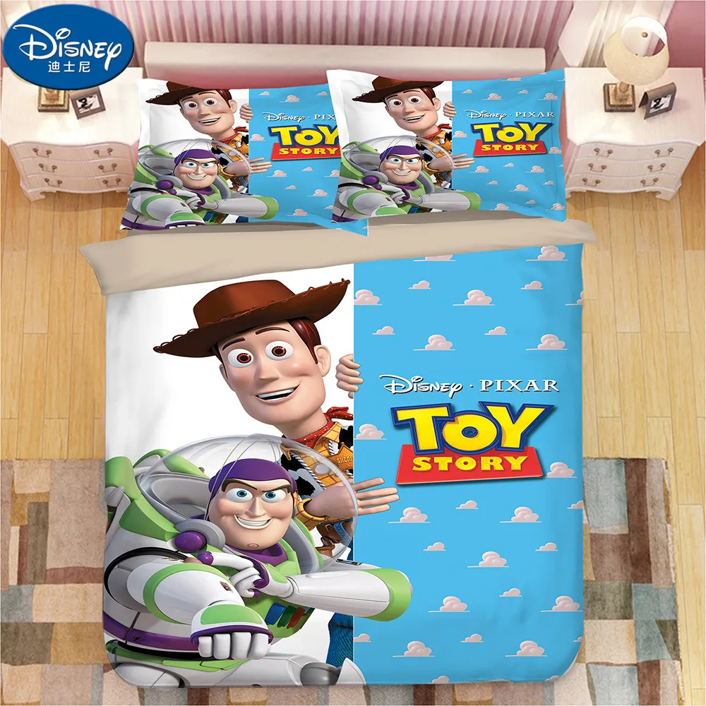 Toy Story Strøelse Sæt Woody, Buzz Lightyear Dynebetræk Pudebetræk Toy Story børn Tegnefilm Dyne, Sengetøj Sæt sengelinned 2
