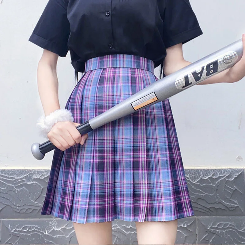 [Cyber-Spil Piger] Girl ' s Høj Talje Plisserede Nederdele Plaid Nederdel Kvinder Kjole Til JK Skole Uniform Studerende Tøj Kort/Lang S 2