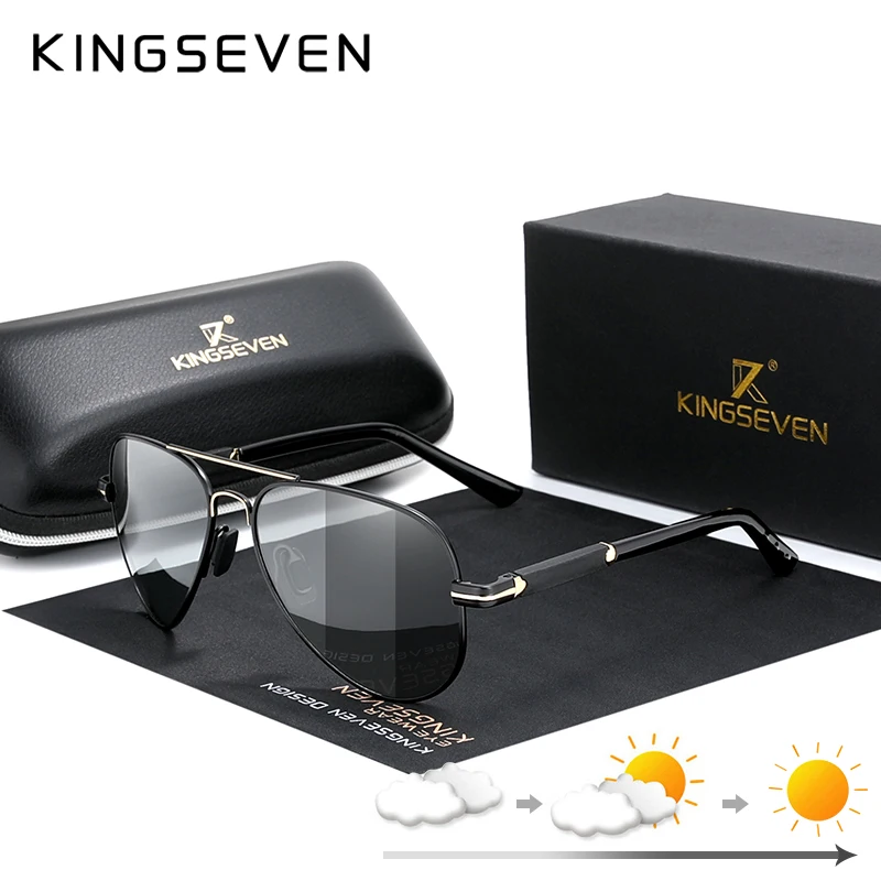 KINGSEVEN 2020 Aluminium Fotokromisk Polariserede Solbriller Mænd Luftfart Kørsel Briller Driver Briller Oculos De Sol Masculino 2