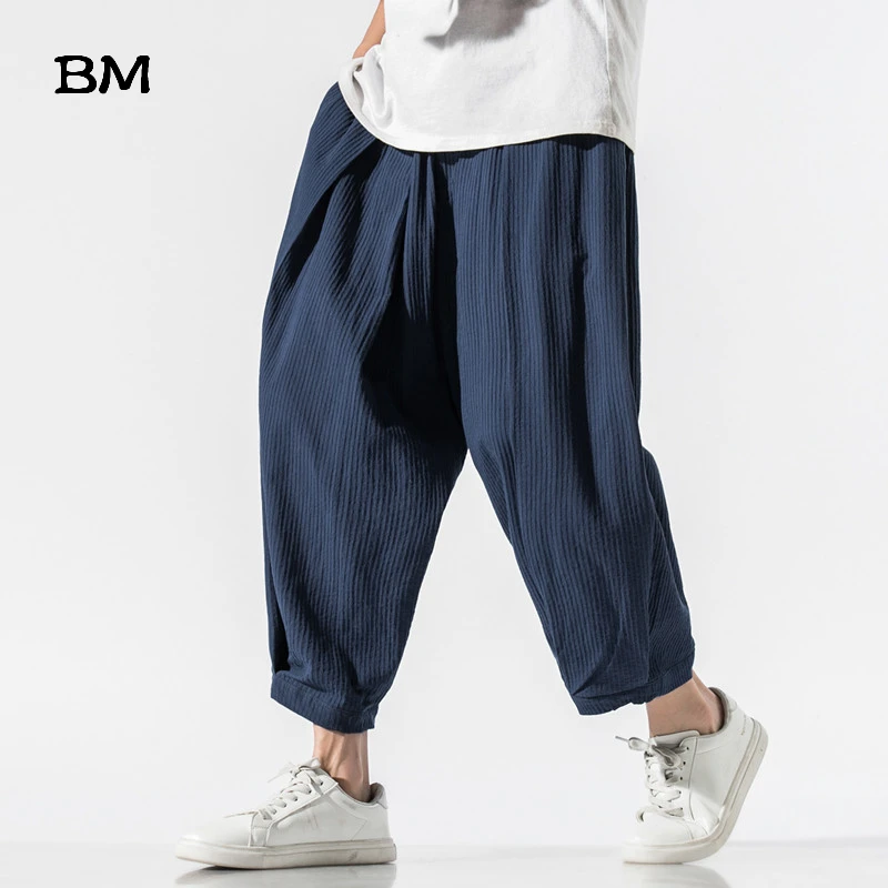 2020 Sommer Bomuld Ankel-Længde Bukser Kinesisk Stil Underbukser Mode Harem Bukser Mænd Japansk Harajuku Tynd Radise Bukser 2