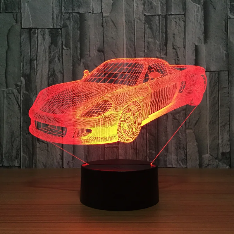 Super sportsvogn 3D-Nat Lys 7 farveskift LED Nat Lys USB-Smart Home Dekoration Nyhed Lampe Induktion bordlampe 2
