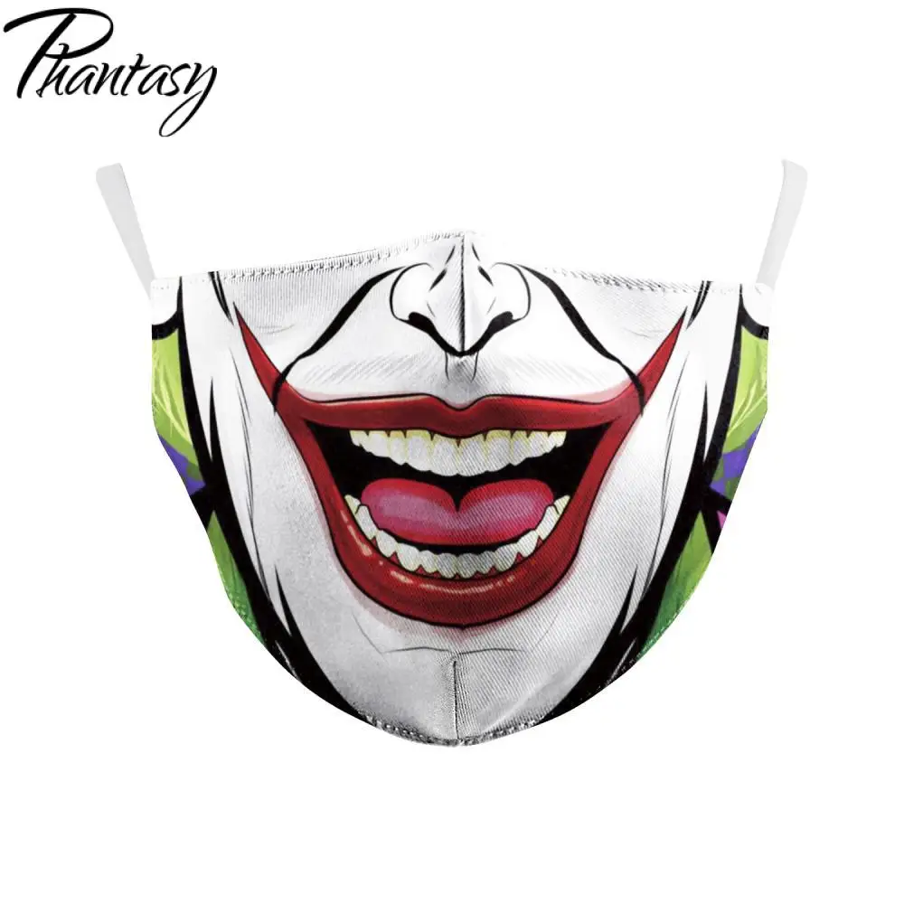 Phantasy Mode Genanvendelige Beskyttende Anti Støv ansigtsmaske Genanvendelige Munden-dæmpe Sjove Tegneserie Udskrivning Unisex Halvdelen Munden Maske 2