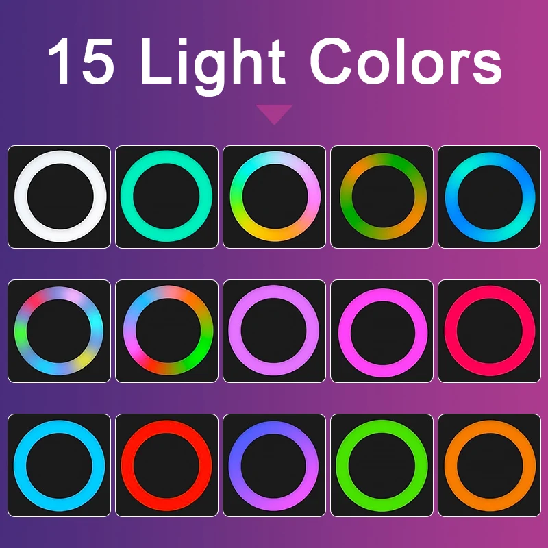 Universal Selfie Lampe, Mobiltelefon Linse Bærbare RGB Flash Ring 36 LYSDIODER Lysende Ring Klip Lys Til iPhone 8 7 6 Plus Samsung 2