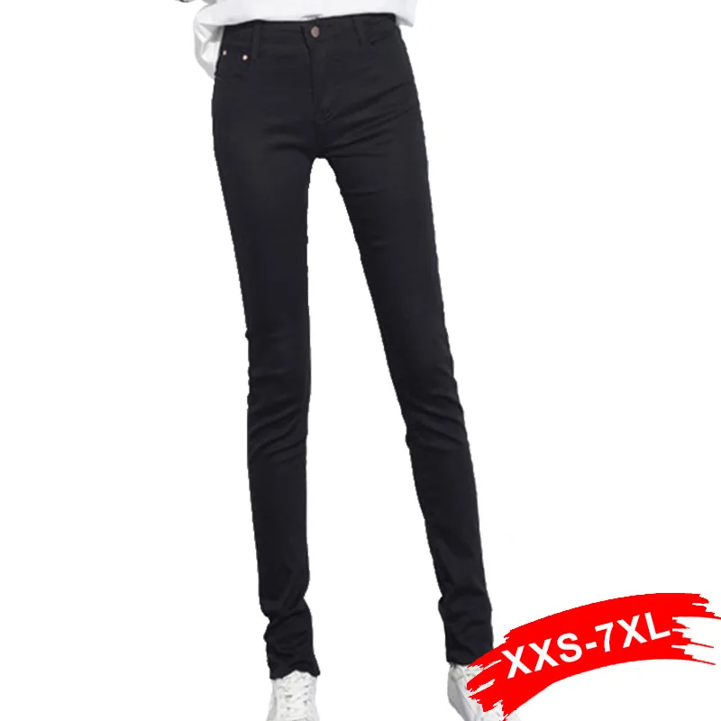 Ekstra Lang Sort Stretch Skinny Jeans Til Høje Pige 4XL 5XL 6XL Plus Size Lang Denim Casual Blyant Bukser Højere Damer 2