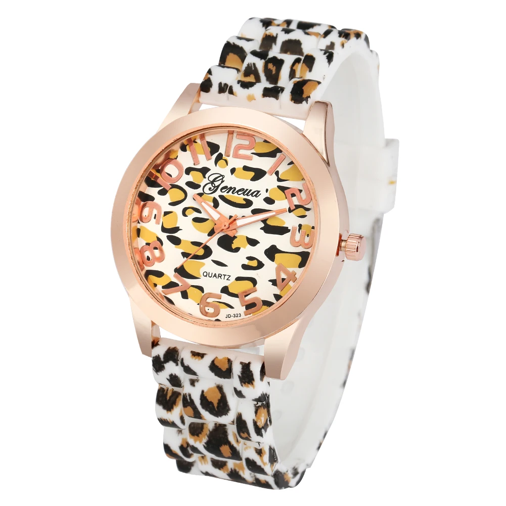 Unik Leopard Print Kvarts Ur til Kvinder Silikone Rem Ure Lysende Analog Armbåndsur til Damer 2
