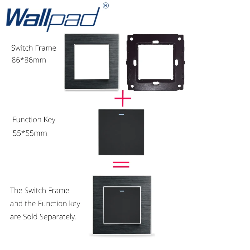 Wallpad 1 Gang 2-Vejs 1 Måde Med LED-Indikatoren Skifter funktionstasten Til Væg-afbryder Hvid Og Sort Plast Modul 2