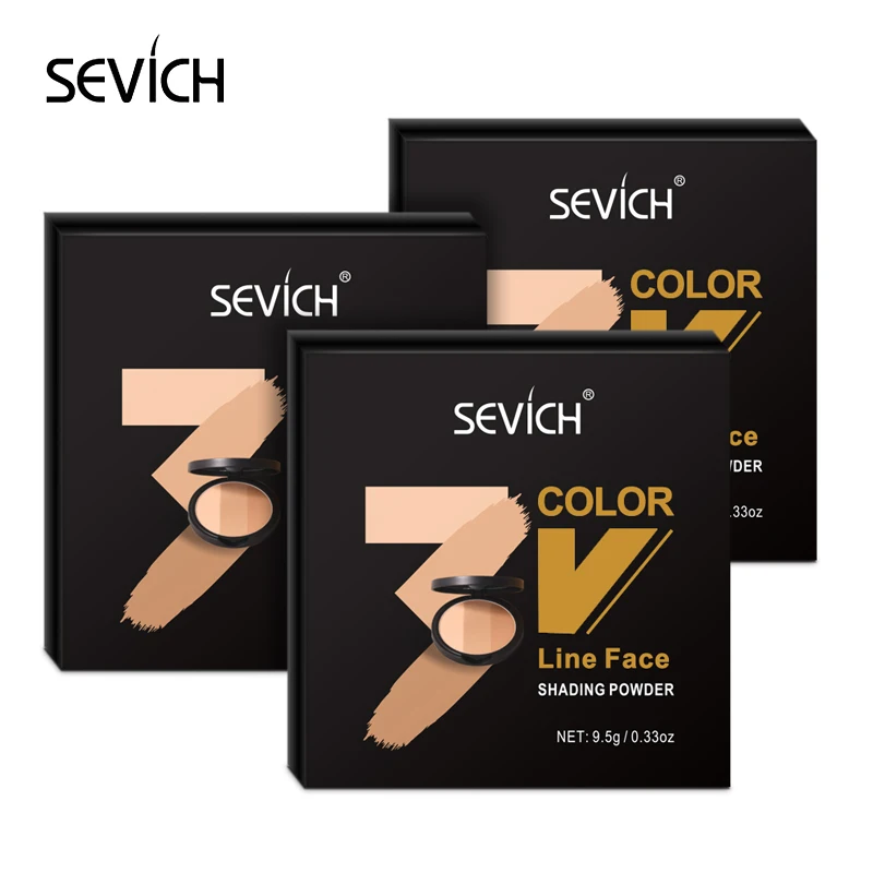 Sevich 3 farver Ansigt Skygge Pulver Kontur Pulver Makeup Palette Skygge Pulver Kontur 3D ansigt Ansigt & hals Bronzer Kosmetiske 2