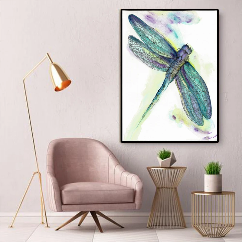 RELIABLI Plakater Og Prints Akvarel Dragonfly Kanvas at Male Billeder med Dyr, Væg Kunst Til stuen Dekorative Maleri 2