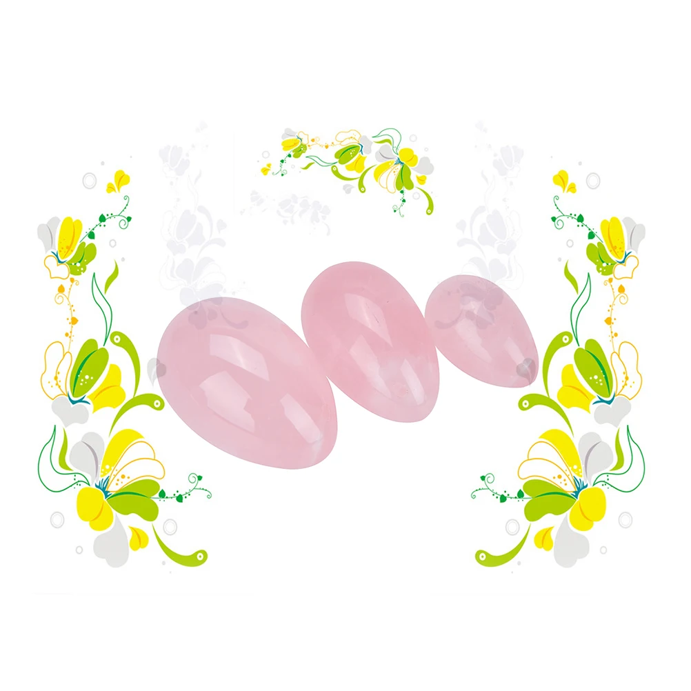 1stk Naturlige Rosa Kvarts Yoni æg Jade æg krystalkugle Bækken Kegel Øvelse Vaginal Stramning Sfære 3 størrelser 2