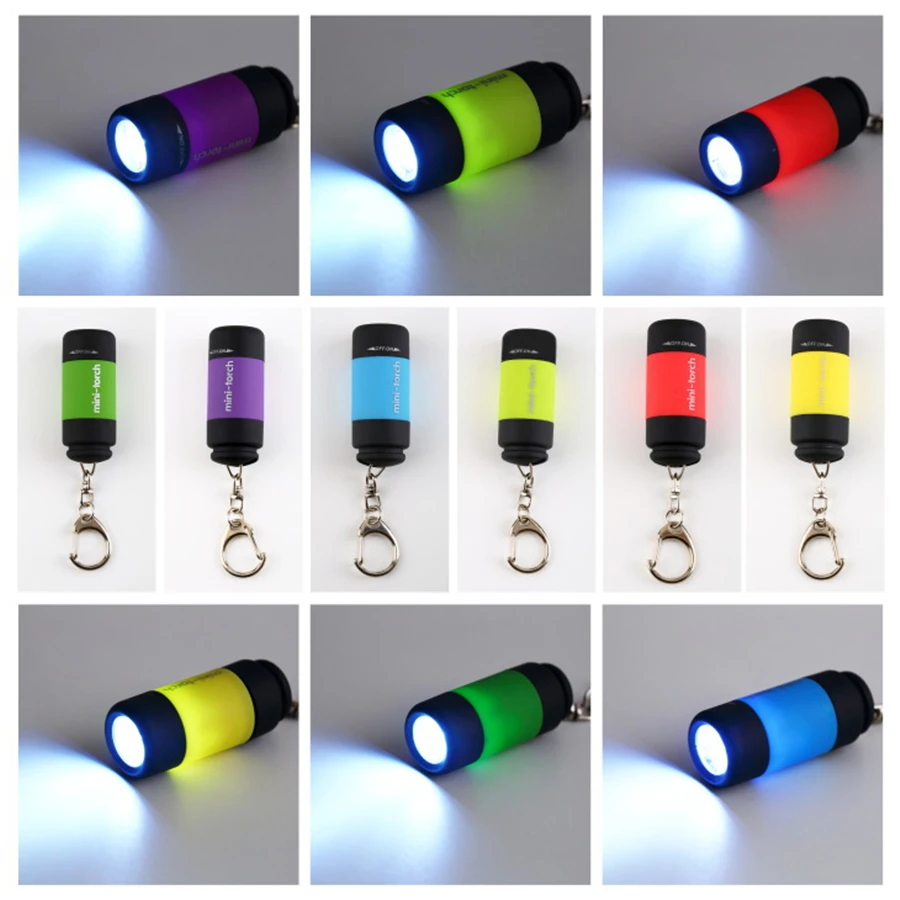 5PCS /masse Bærbar Mini Lommelygte Nøglering nøglering USB-Genopladelige Lomme Torch Light Lampe Udendørs Mini Lommelygte Gave 2