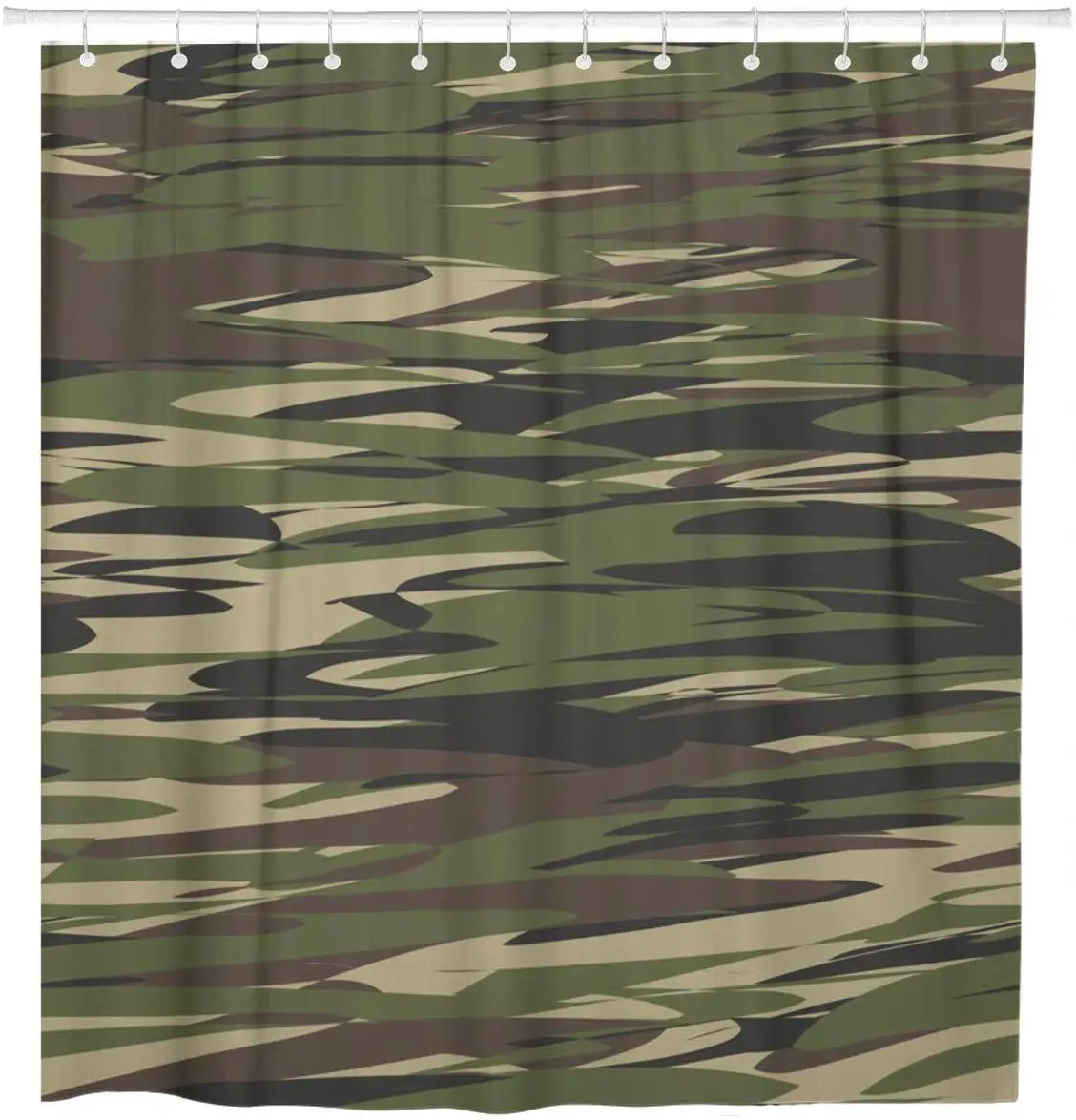 Grøn Camo Camouflage Mønster Militære Skov Klassiske Maskering Brun badeforhæng Vandtæt Polyester Stof 72 x 72 Cm 2