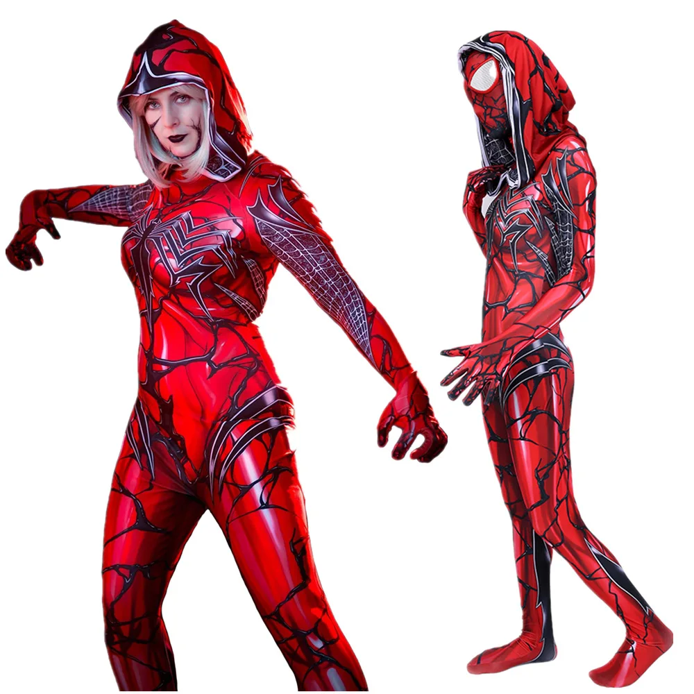 Hættetrøje Rød/Hvid Gwen Stacy Zentai Piger Cosplay Kostume Svømning Heldragt, Anti-Gwen Halloween Kostume 2