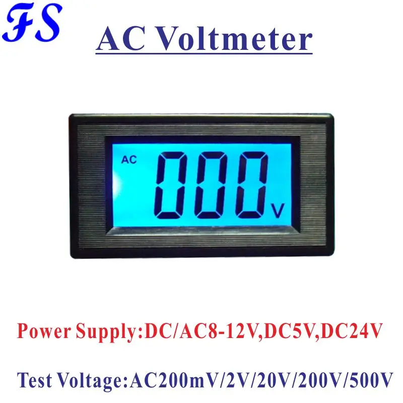 YB5135D AC Spænding Meter 200 mv 2V 20V 200V 500V AC Voltmetro Strømforsyning DC 5V 24V DC/AC8-12V LCD Digital DC-Voltmeter 2