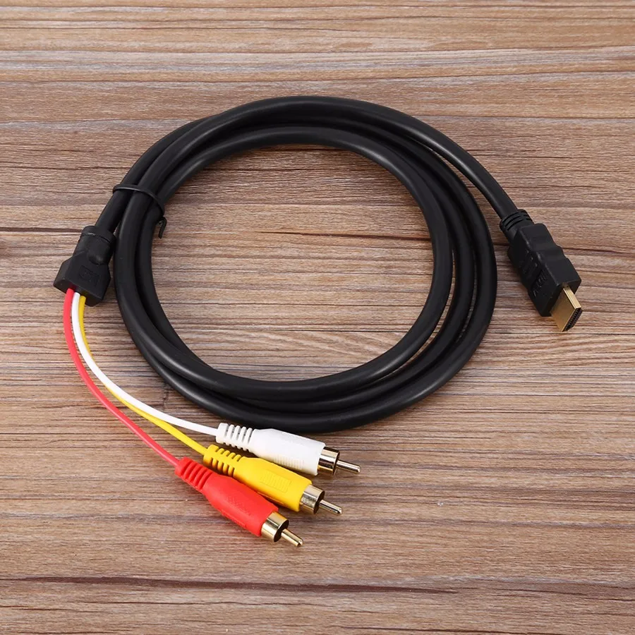 1,5 m 5ft HDMI han til 3 RCA Male 1080P Video, Lyd AV-Komponent Adapter Kabel 3RCA Coaxial Aux Converter Kabler Ledningen Wire Line 2