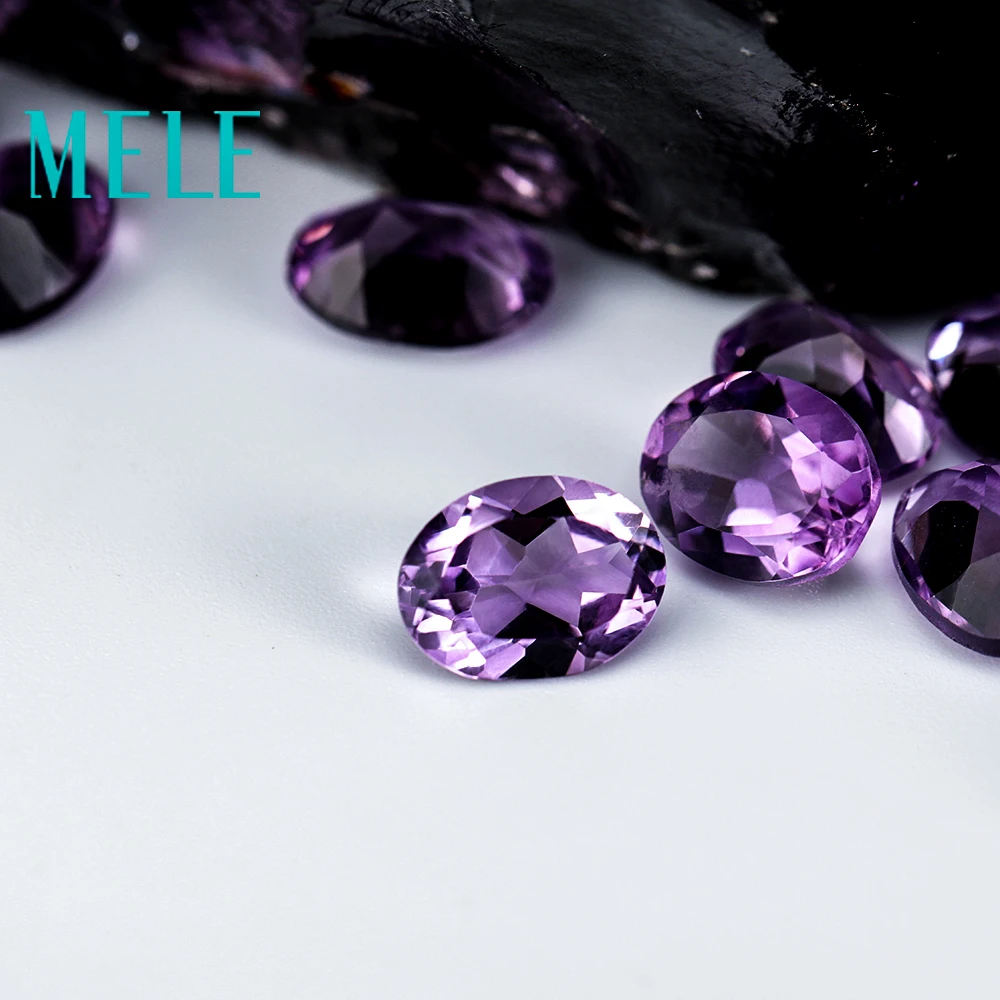Top kvalitet Brasilien natural amethyst crystal,6X8mm 1.2 ct oval cut smykkesten til smykkefremstilling,DIY løs sten 2