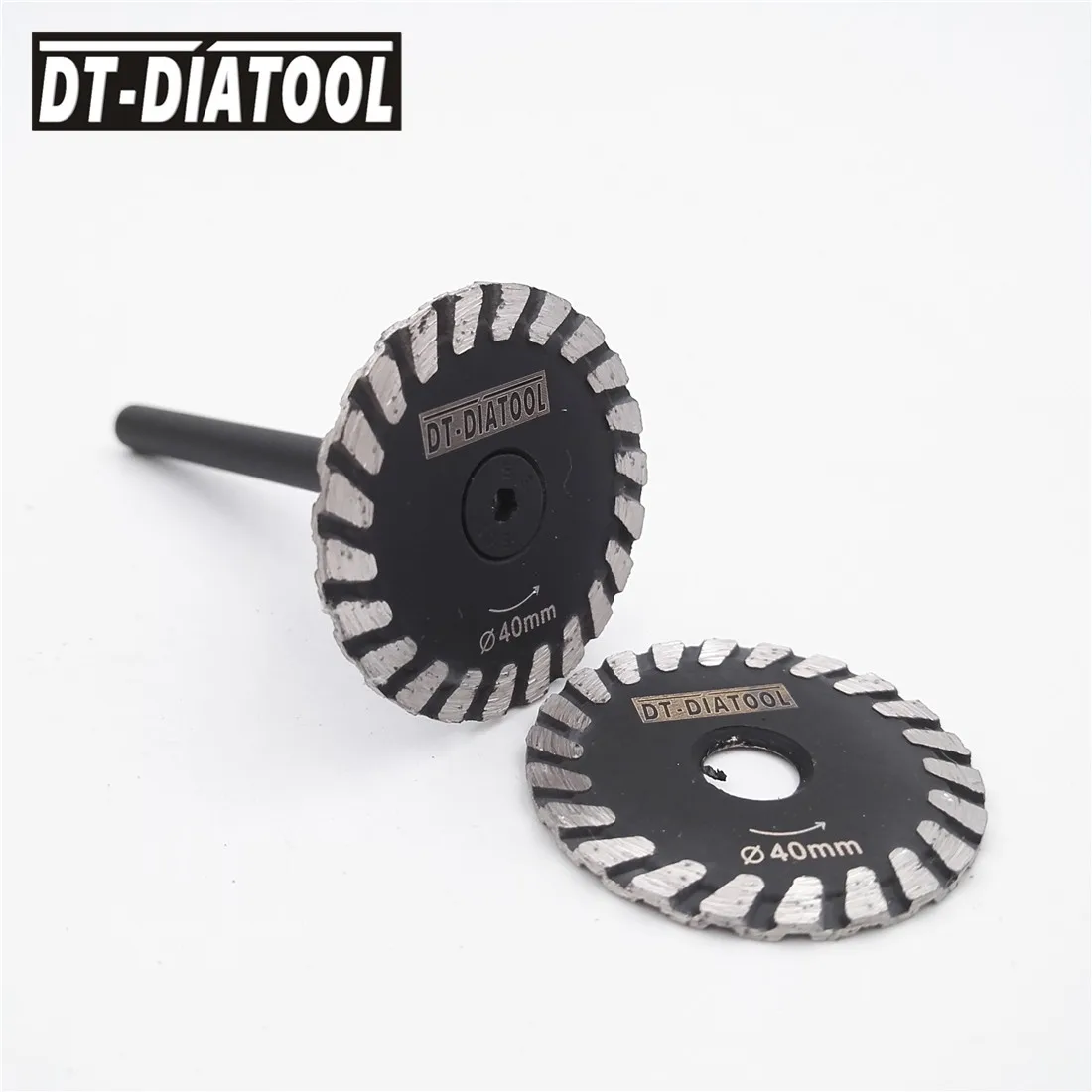 DT-DIATOOL 2stk Mini Diamond savklinge Udtagelig 6 mm Skaft Turbo svinghjul for Granit, Marmor, Sten, Beton slibeskive 2