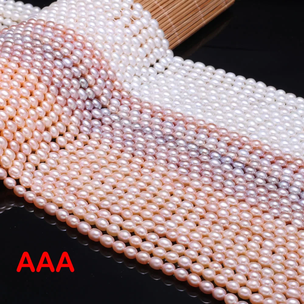 Naturlige Ferskvands Perle-Perler i Høj Kvalitet, Ris Form Punch Løse Perler til gør det selv-Elegant Halskæde Armbånd Smykker at Gøre 4-5MM 2