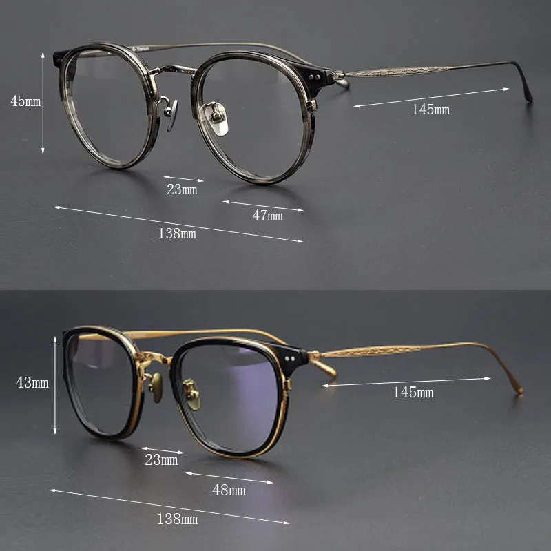 Titanium Gennemsigtige Runde Briller Ramme Mænd Kvinder Vintage-Pladsen Optiske Briller Rammer Nærsynethed Recept Frame Briller 2
