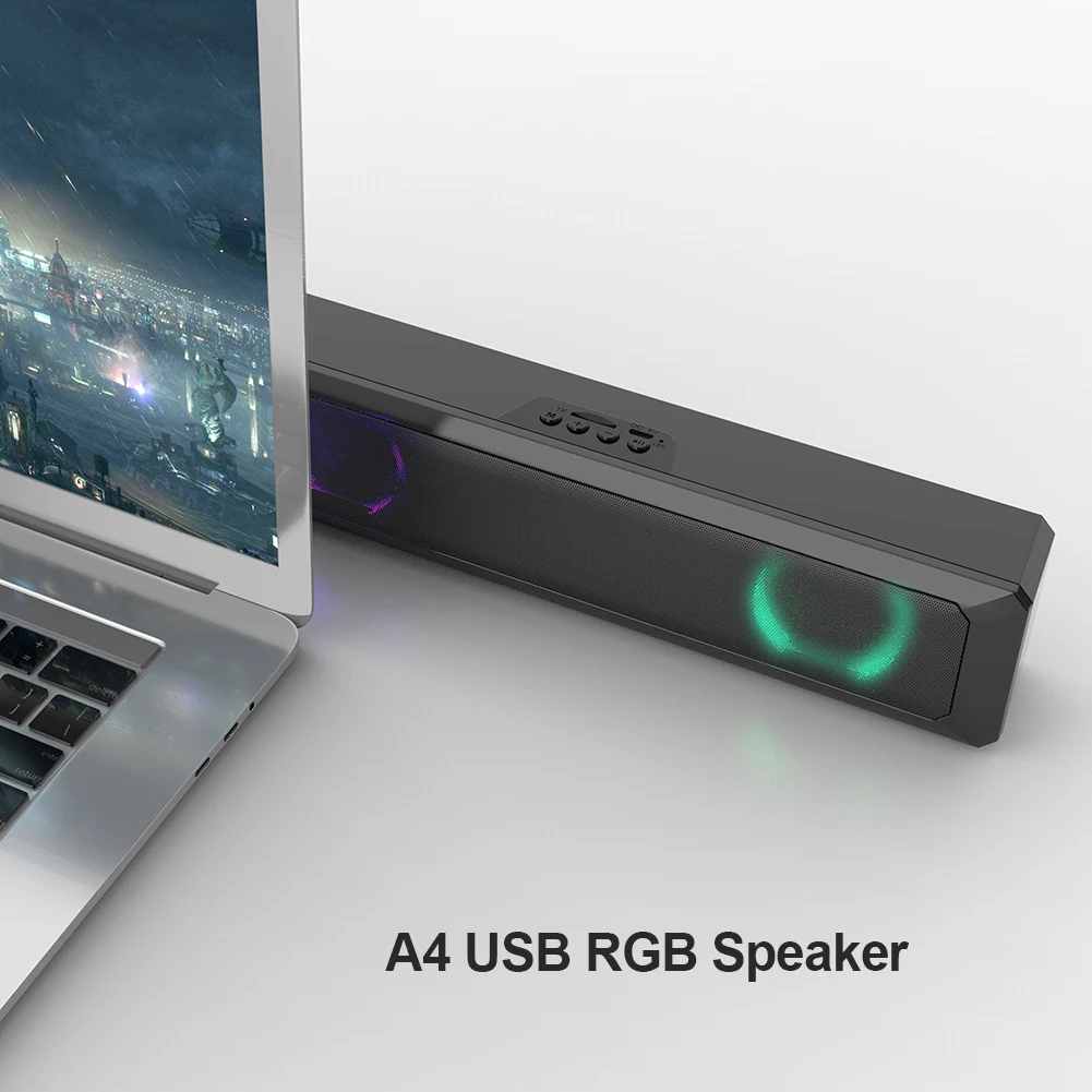 A4 6W RGB USB-Kablet Kraftig Computer, Speaker Bar Stereo Subwoofer-Bas-højttaler Surround Sound Box til PC Teater TV-Højttaleren 2