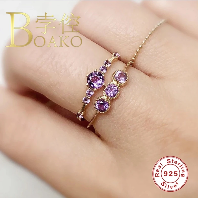 BOAKO Lilla Zircon Ring 925 Sterling Sølv Anillos Guld Ring For Kvinder Luksus 2020 Gave Fine Smykker Vielsesring Bague Bijoux 2