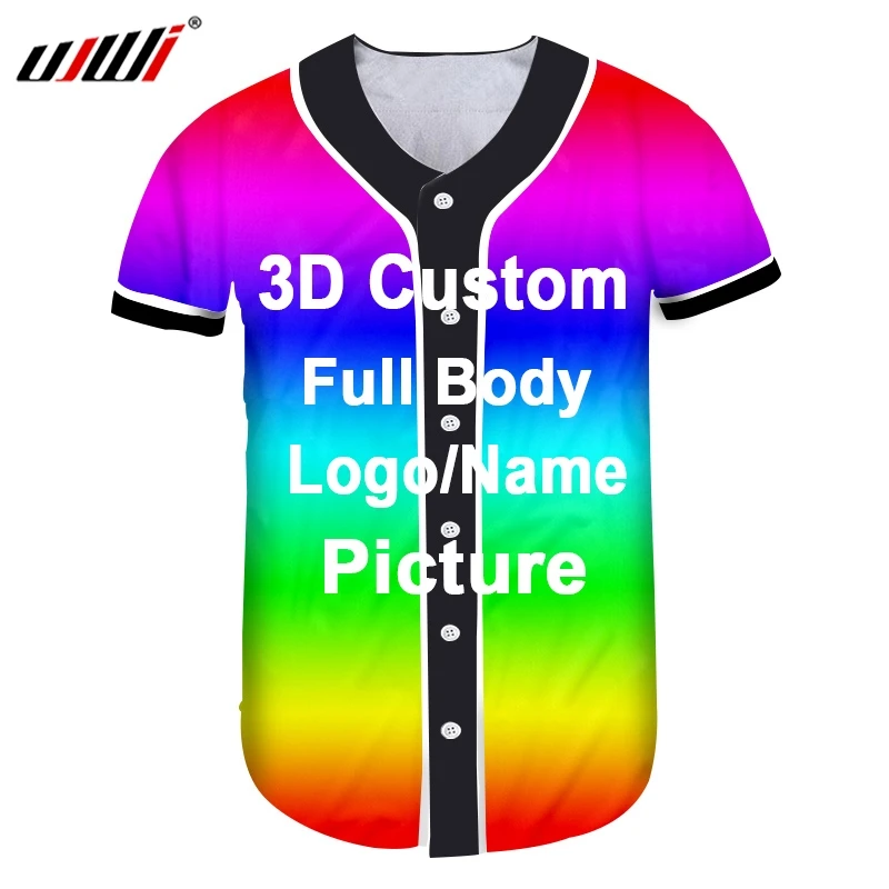 UJWI Online Shopping Afslappet Sommer Mænd Baseball-Shirt 3d Brugerdefineret Fuld Udskrivning af Overdimensionerede Sport Hawaiian Shirt 2