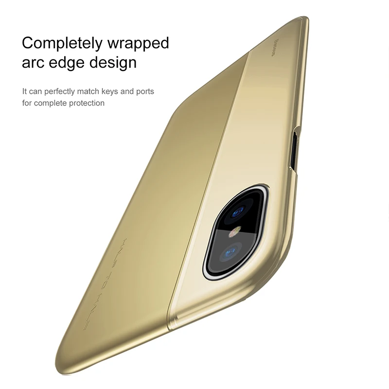 Baseus Phone Case for iPhone X Skinner Kreative Splejsning Design-Anti-fingeraftryk Beskyttelse Dække Sagen Rød Guld 2