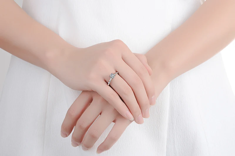 Yanleyu Ægte 925 Sterling Sølv 1 Carat CZ Diamant Engagement Bryllup Bands Ringe til Kvinder Stempel S925 Fine Smykker PR147 2