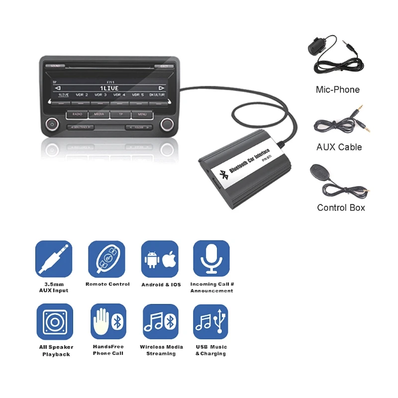 Håndfri Bil Bluetooth Kits MP3 AUX Adapter Interface Til RD4 Peugeot-CITROEN Drop Shipping Støtte 2
