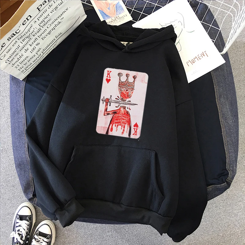 Jean-Michel Basquiat King Spillekort Mænd, Sweatshirt trøjer Streetwear, Sjove Print Vind efteråret varmt Afslappet unisex Tøj 2