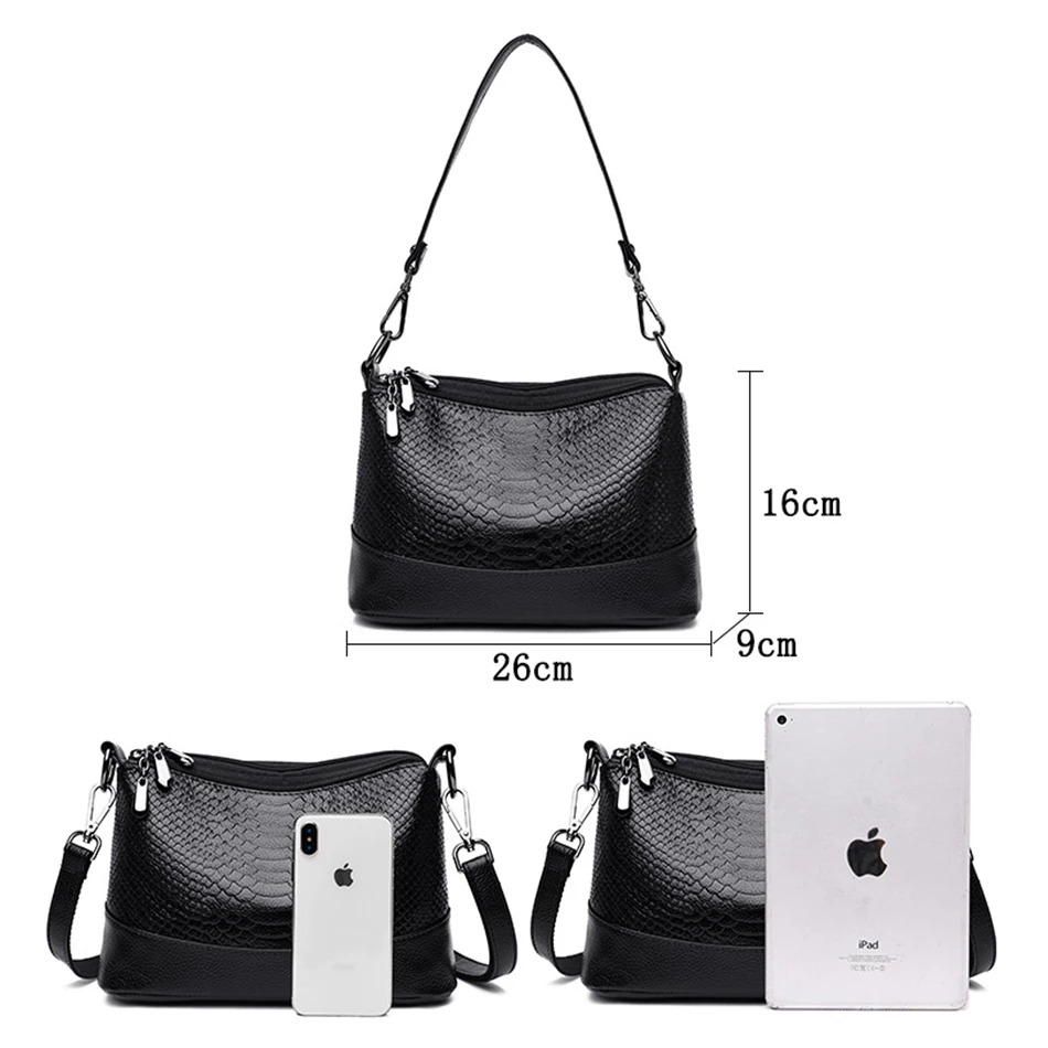 Mode Snake Mønster Bag Damer Luksus Håndtasker Designer-Messenger-Tasker til Kvinder, Tre-lags Vigtigste Taske Tendencia 2020 Mujer 2