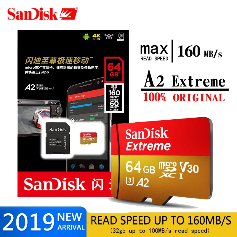 Original SanDisk Micro SD-64gb Carte sd-32gb tarjeta kaart Cartao de Memoria TF Hukommelseskort 256 gb 128gb microsdh microsd-64 gb 2