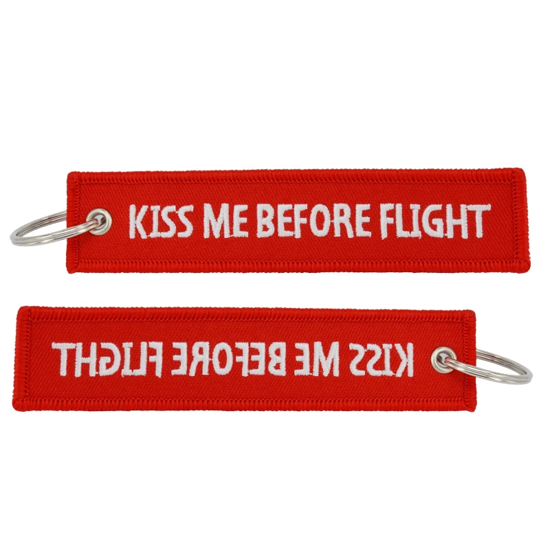 Kys Mig Før Flyvning Rød Nøglering nøglering nøglering for Luftfart Gaver Broderi Anahtarlik Label Bil Nøgleringe 5 PC ' er/MASSE 2