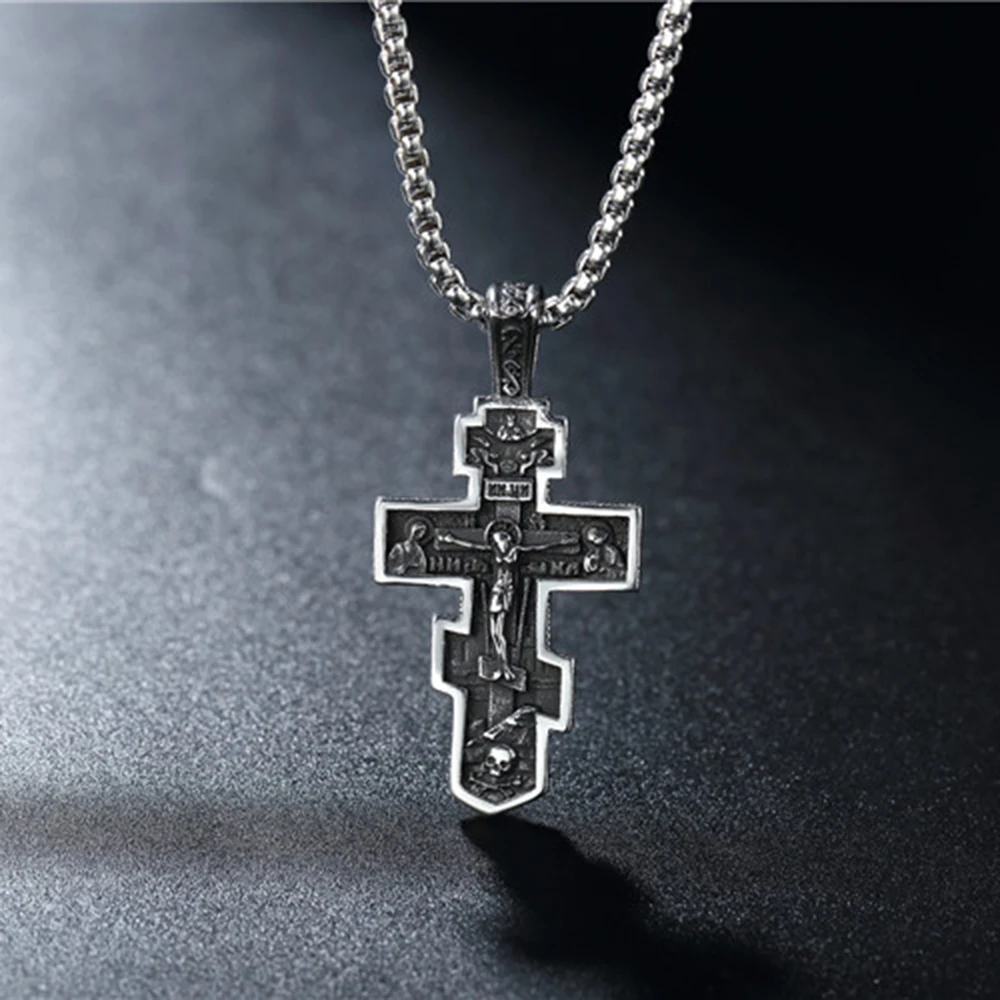 Rustfrit Stål Vintage-Ortodokse Kors Jesus-Kirken Religiøse Kors Halskæder, Vedhæng Smykker Gave 2