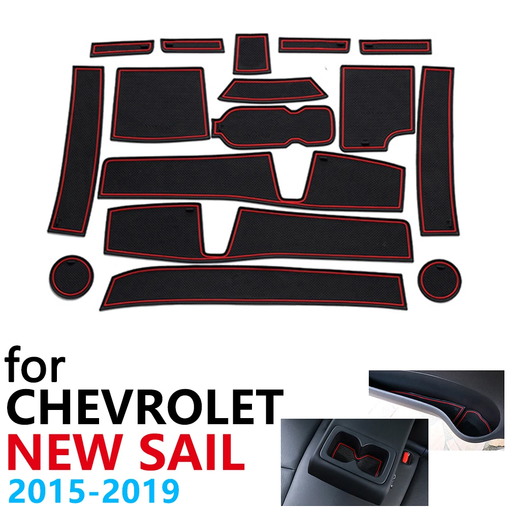 Anti-Slip Gummi Kop Pude Døren Groove Mat for Chevrolet Sejl Nye Nueva Sejle 3 ~ 2019 Tilbehør til Bilen måtte til telefonen 2018 2