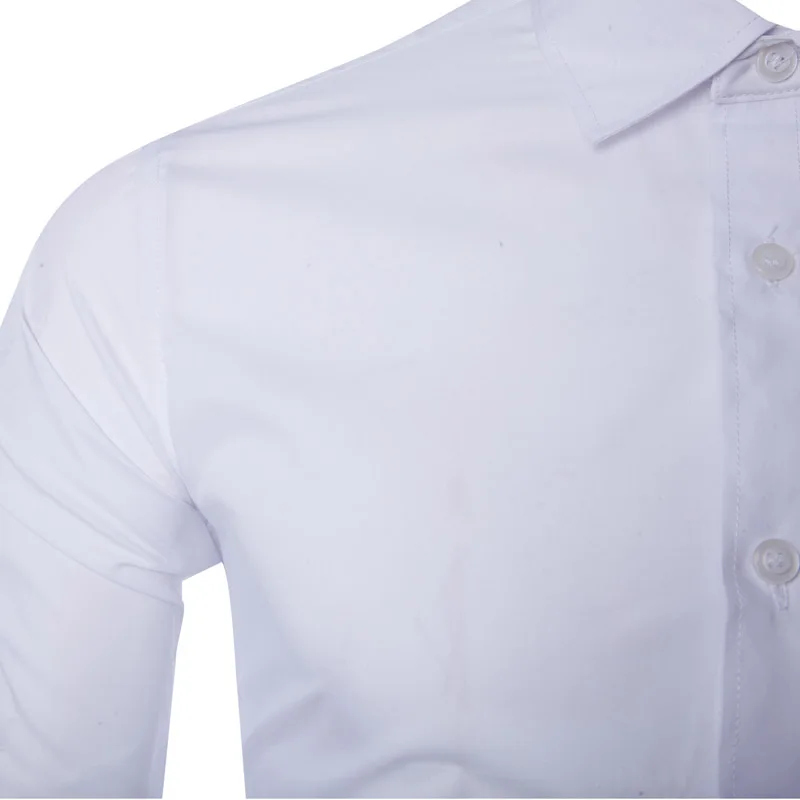 2019 Mærke Kvalitet Fra Hvid Skjorte Mænd Solid Slim Fit Hjorte Broderi Afslappet Langærmet Shirts Formelle Mandlige Dress Shirts 2