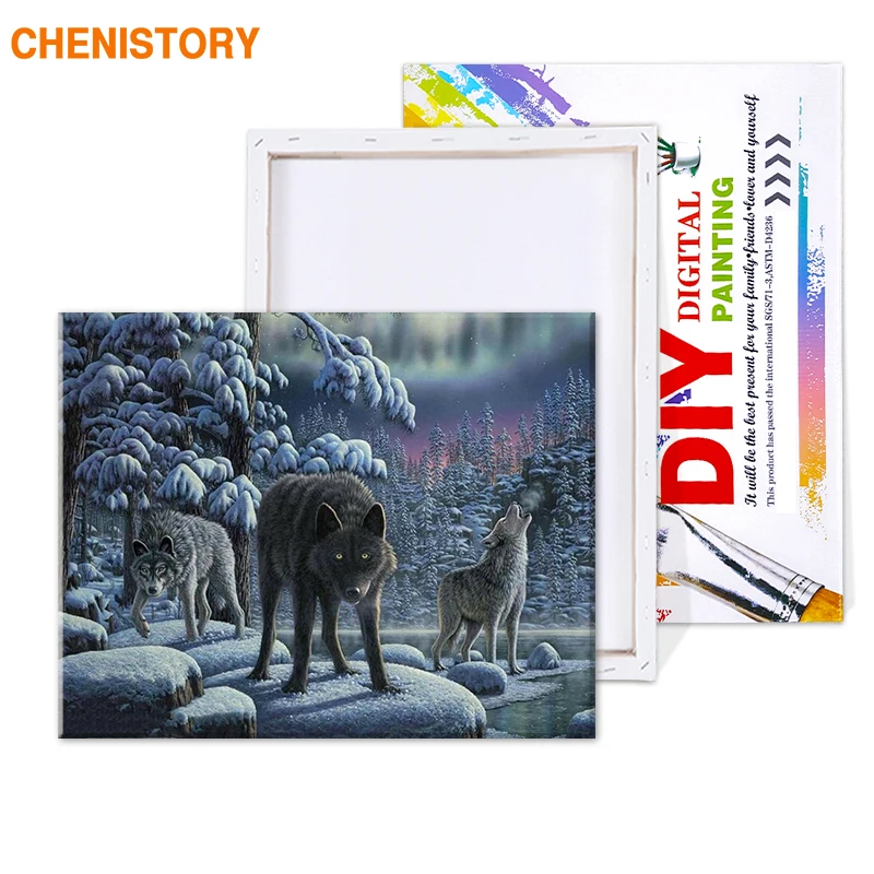 CHENISTORY Wolf Animals DIY Painting By Numbers Kit Coloring Painting By Numbers Acrylic Paint On Canvas For Living Room Artwork 2