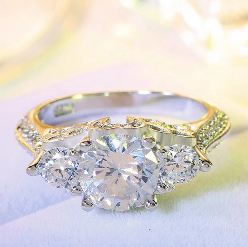 YANHUI Vintage Ringe Til Kvinder Palace Mønster Sølv Ring Cubic Zirconia Bryllup Engagement Brude Smykker Drop Shipping R066 2
